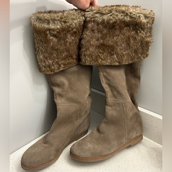 Sam Edelman Orlando Knee High Faux Fur Trimmed Suede Leather Boots. Size 8.5 - Picture 2 of 12